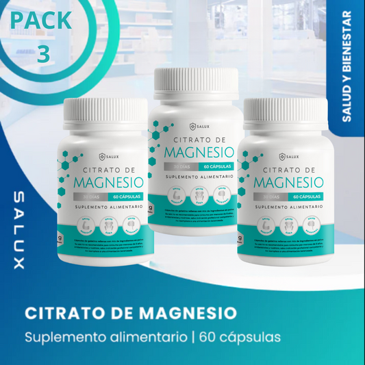 PACK 3 CITRATO SALUX | Citrato de Magnesio Premium